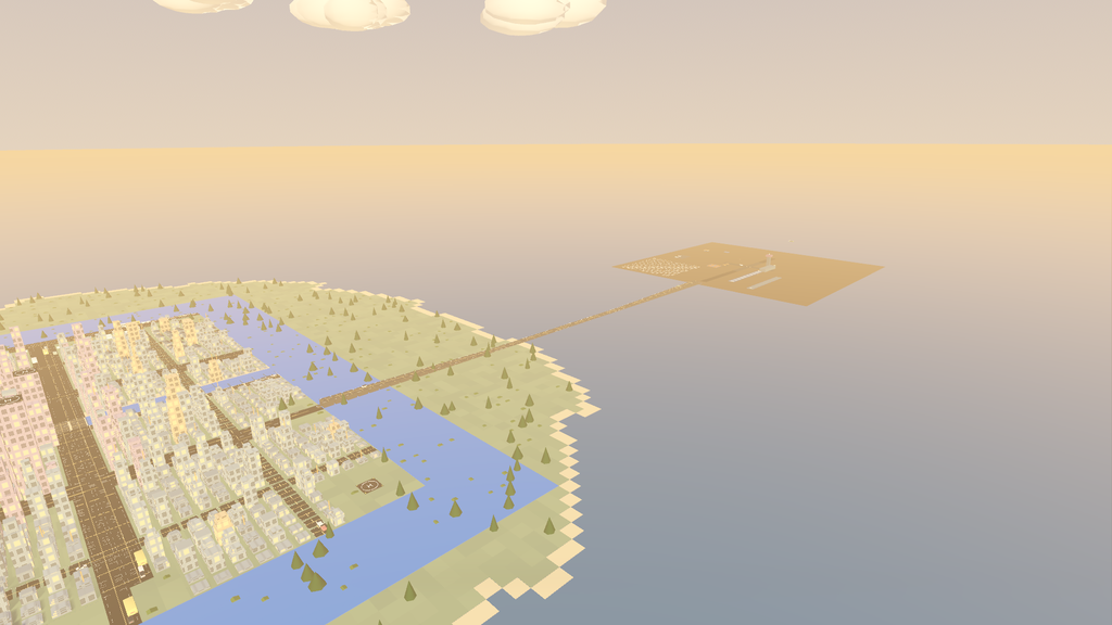 Aerial development-build view across the bay toward the city and airport.